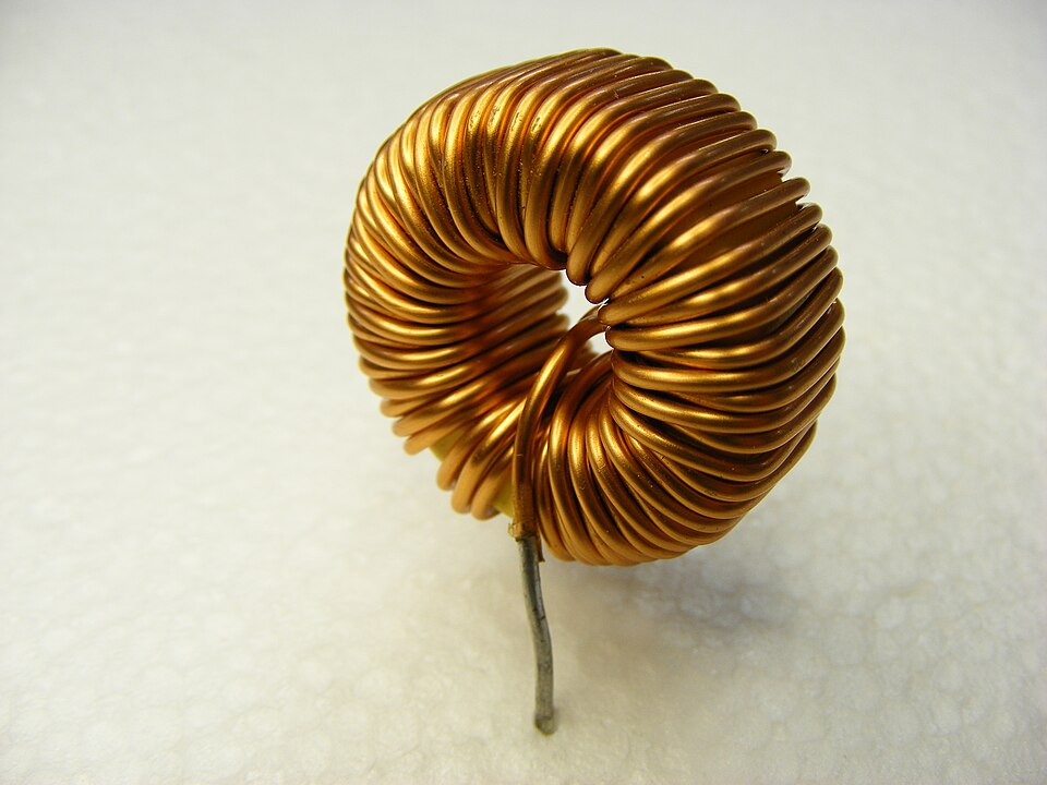Toroidal power inductor wound with copper wire