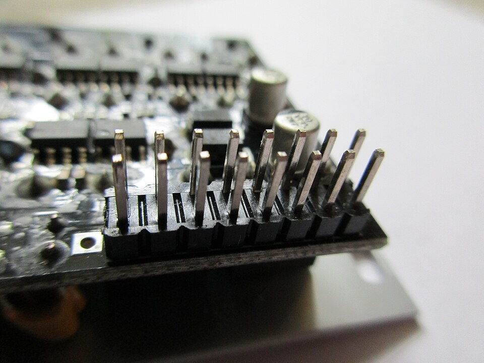 Pin header on a circuit board